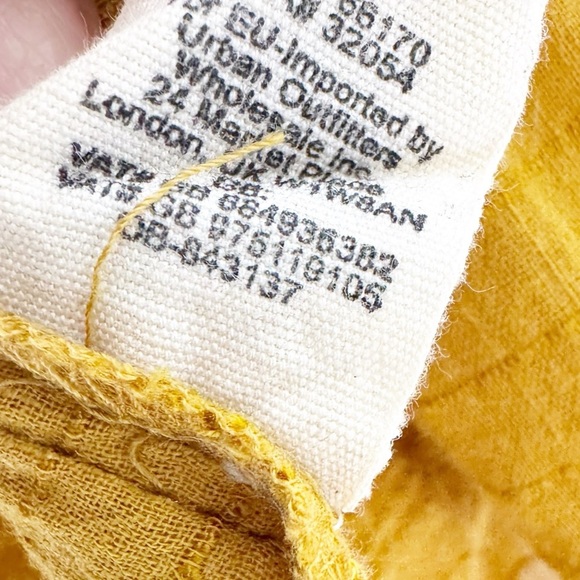 Free People Beaumont Mews Golden Boho Peasant Cotton Crop Top Mustard Size XS - Picture 8 of 13